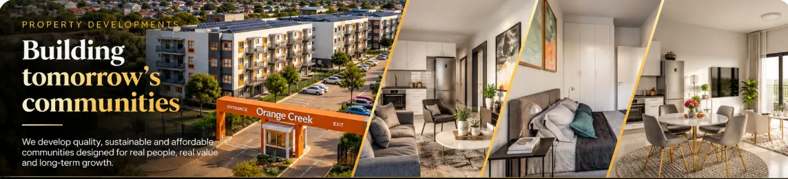 Property developments: Building tomorrow’s communities, featuring Orange Creek and modern apartment interiors